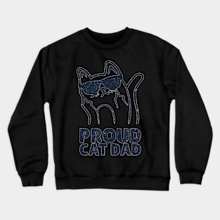 Funny Retro Proud Cat Dad Showing He Finger For Cat Lovers Crewneck Sweatshirt